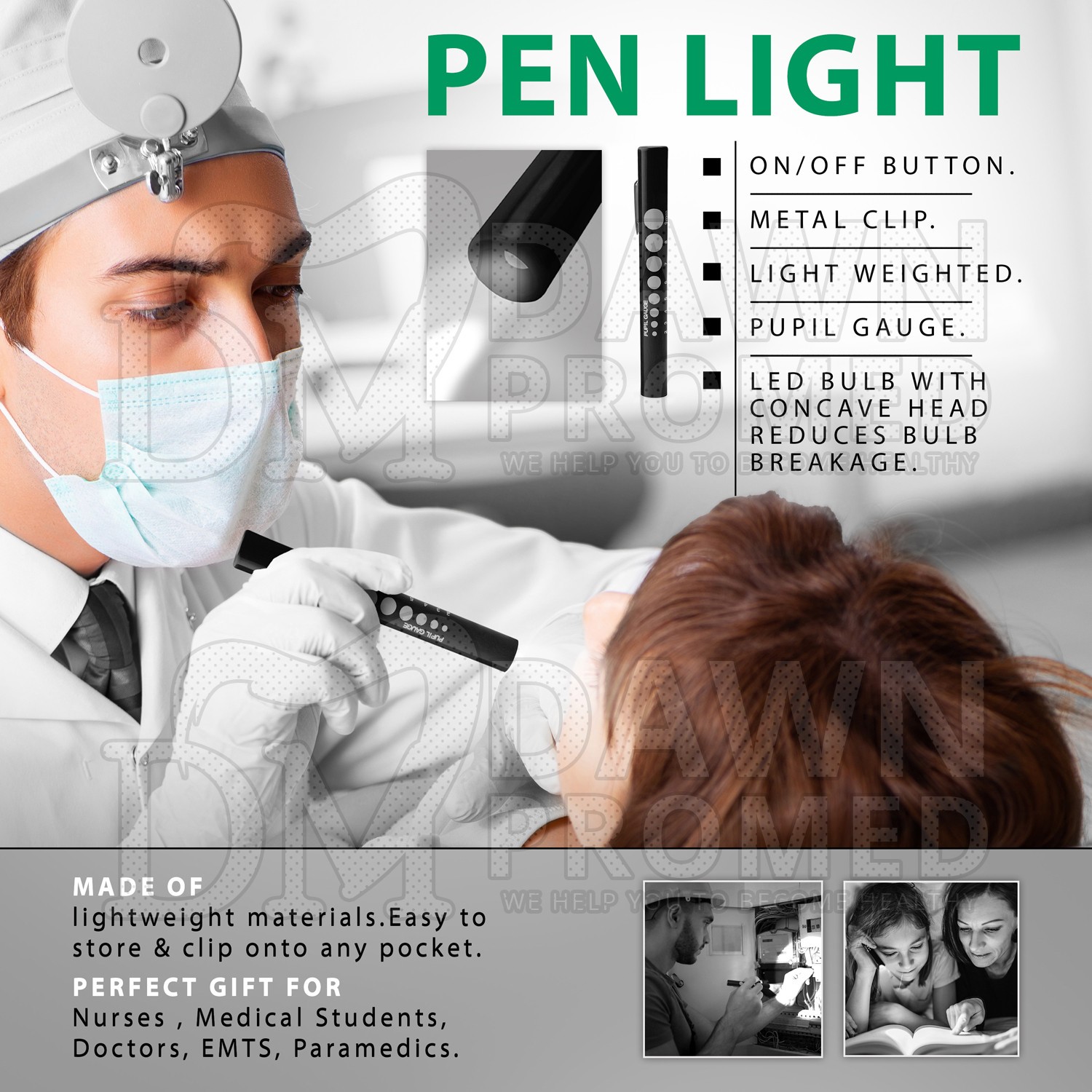 Pen Light 6-Pack Set – Colorful Pupil Gauge Penlights for Nurse Doctor paramedic