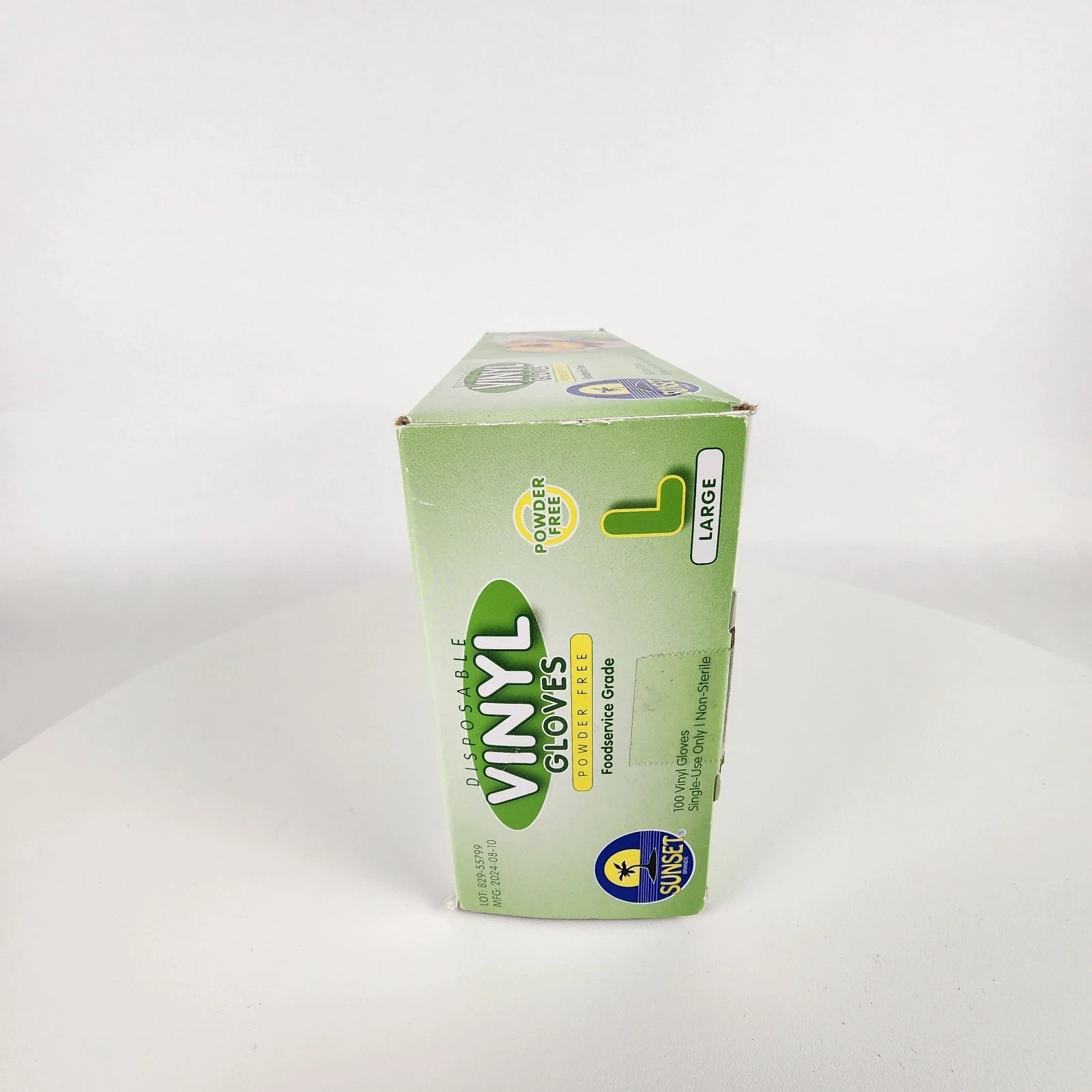 100 Sunset Vinyl Gloves Powder-Free Food service Disposable Latex Nitrile Free L