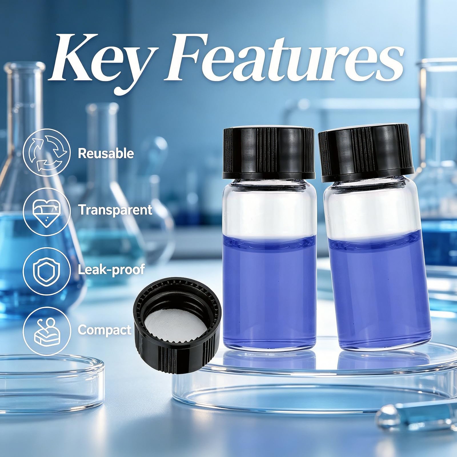 10 Pack 5ml Clear Glass Vials with Screw Caps, Small Refillable Sample Bottle…