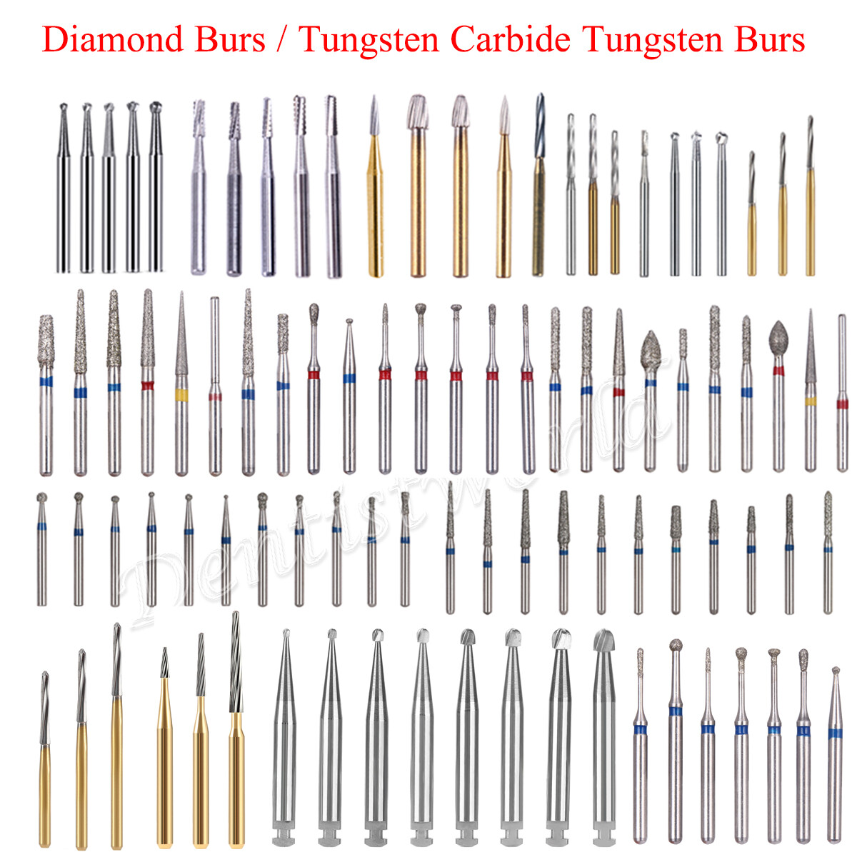 AZDENT Dental Diamond Tungsten Carbide Burs Drill FG for High Speed Handpiece