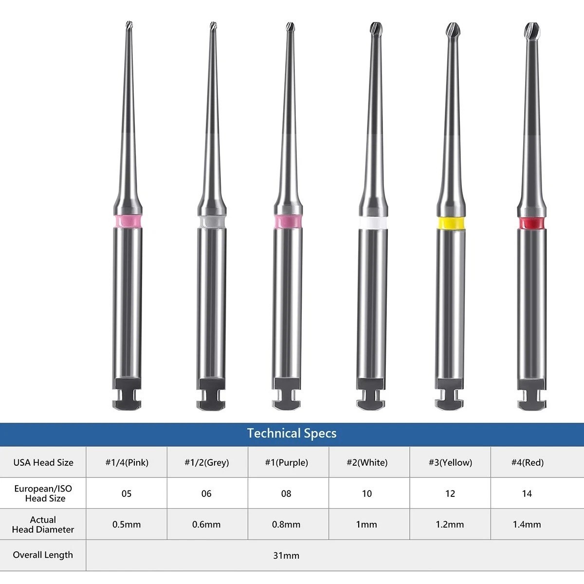 Munce Burs Alternative Endodontic Carbide Bur RA Assorted Short & Long 6/Pack