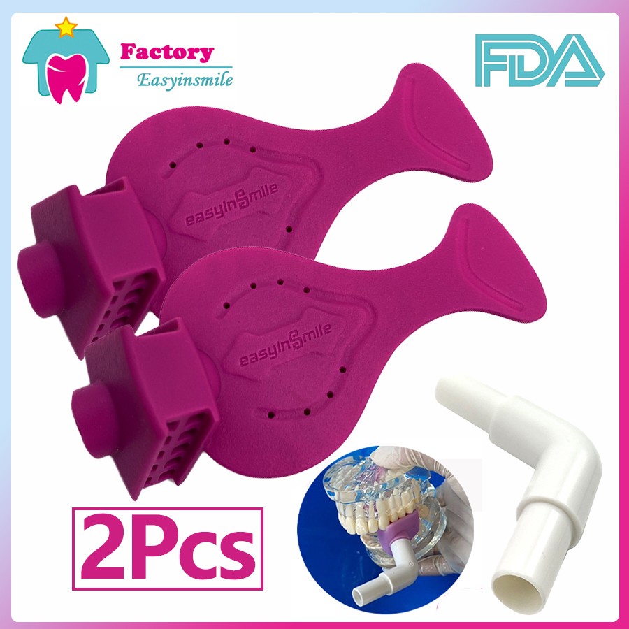 2pcDental Bite Block Strong Suction Tube Ejector Autoclavable Dryshield Adapater