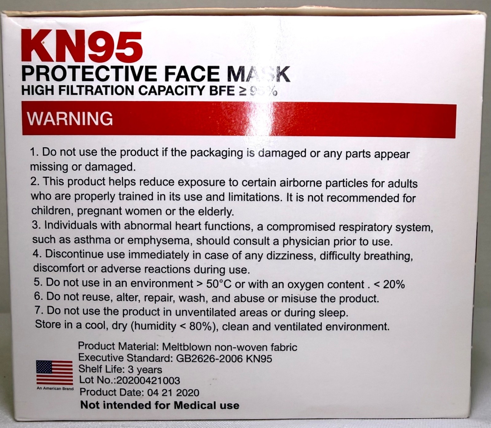 KN95 Face Masks 50 pack Individually Wrapped 5 Layer Protection White