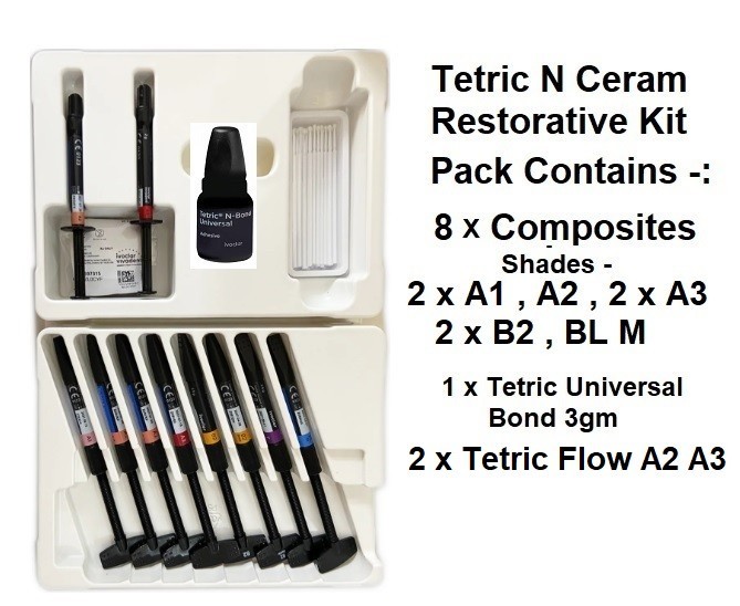 Dental TETRIC N COLLECTION LC 8 Composite , Bonding & 2 Flow Restorative Pack