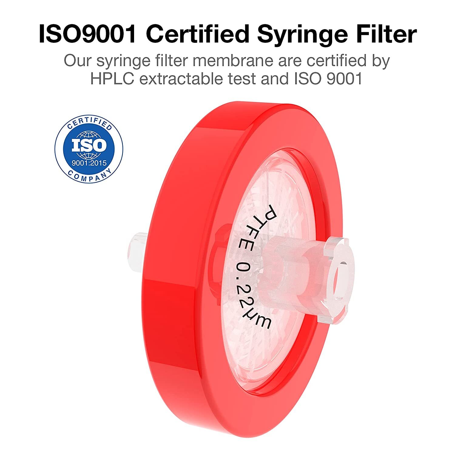 PTFE Syringe Filter 13mm,0.22 um Pore Size,Hydrophilic NonSterile Lab Filtration