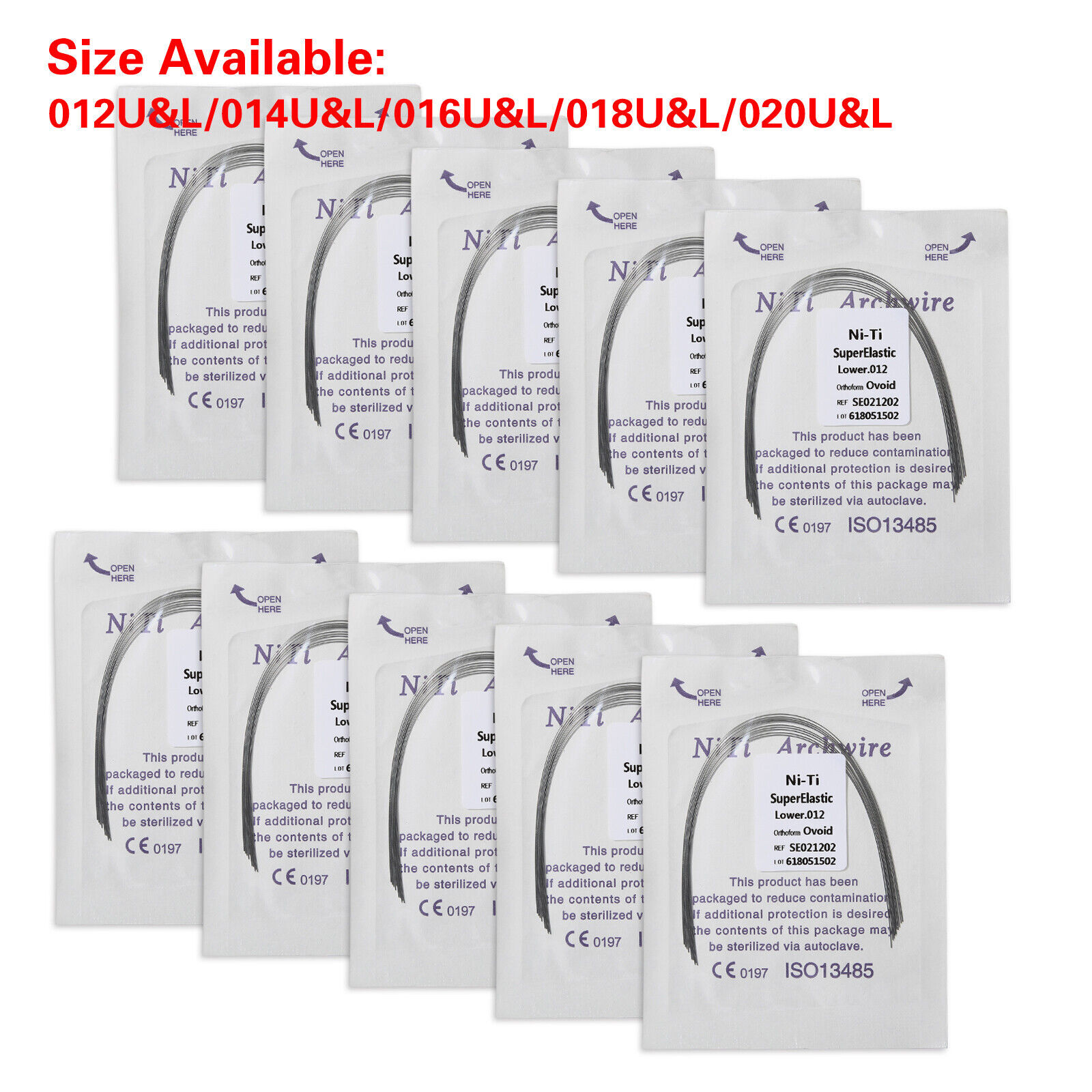 10 Pcs/Pack Dental Orthodontic Round Super Elastic NiTi Arch Wire Ovoid All Size