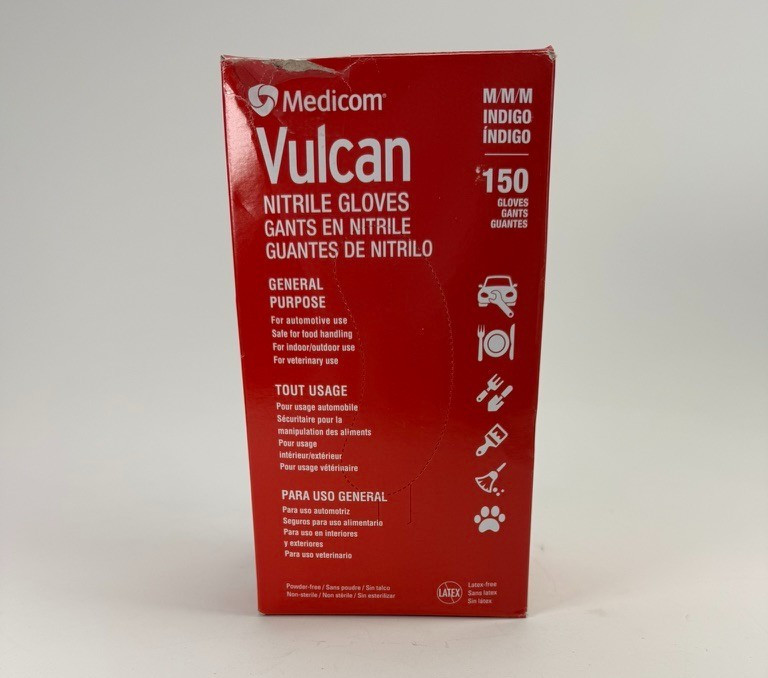 MEDICOM Vulcan Latex-Free Indigo Nitrile Gloves, Size M – 150 Count