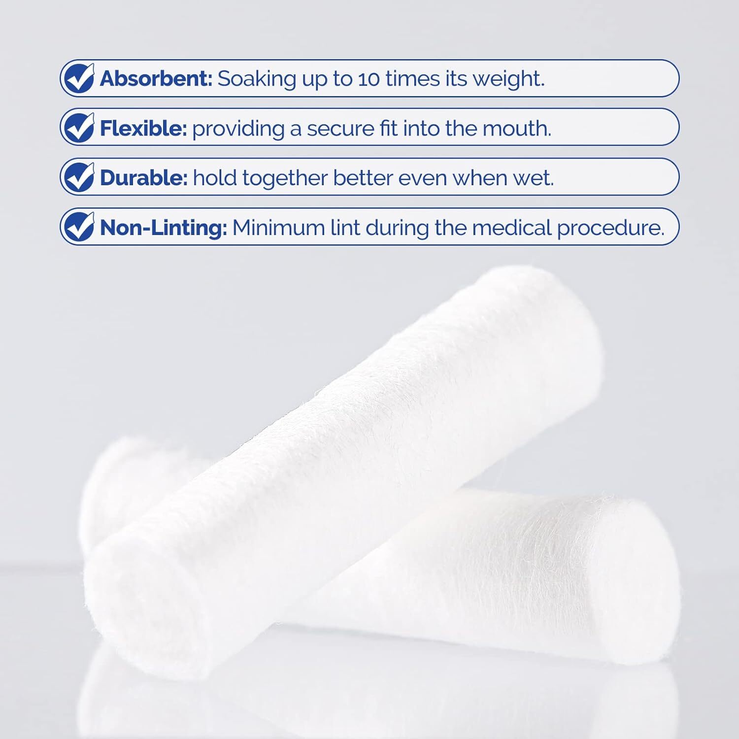 JMU Dental Cotton Rolls Mouth Nosebleed Plug Non-Sterile 1-1/2″ x 3/8″, 1″ x3/8″