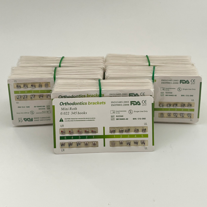 1-200Sets Dental Orthodontic Metal Brackets Mini Roth 022 345 hooks Mesh Base