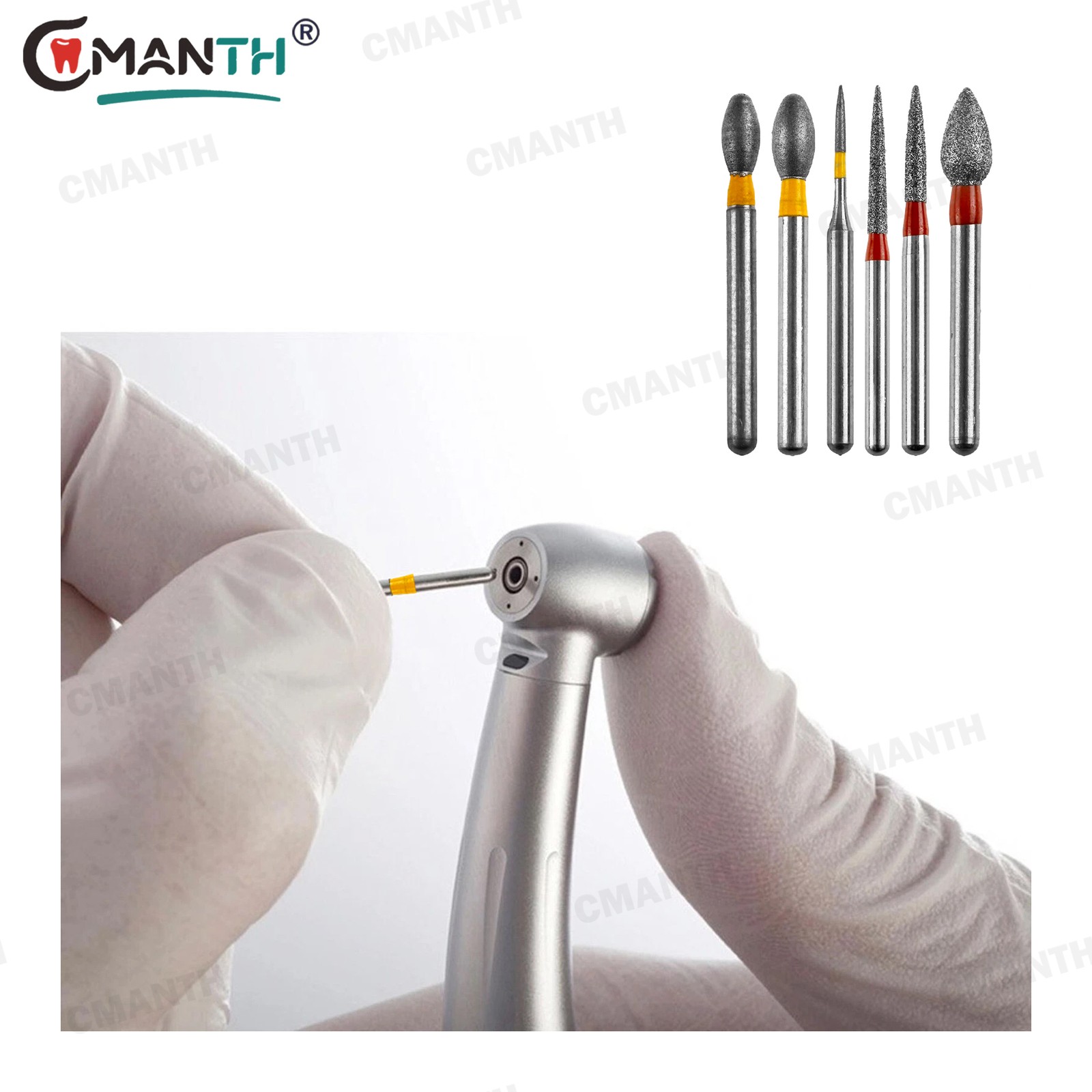 20PCS Dental FG Diamond Burs Taper Round Coarse/Fine Grit High Speed Burs 40Type