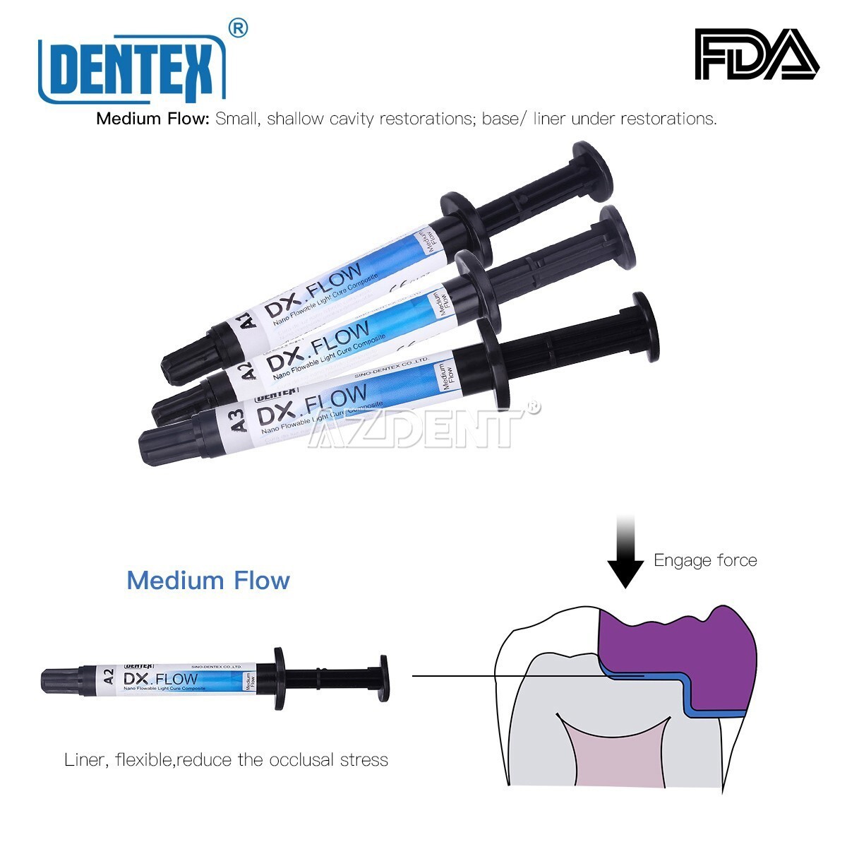 Dental Composite Resin Medium Flowable Light Cure/ Etching Gel /Bonding Adhesive