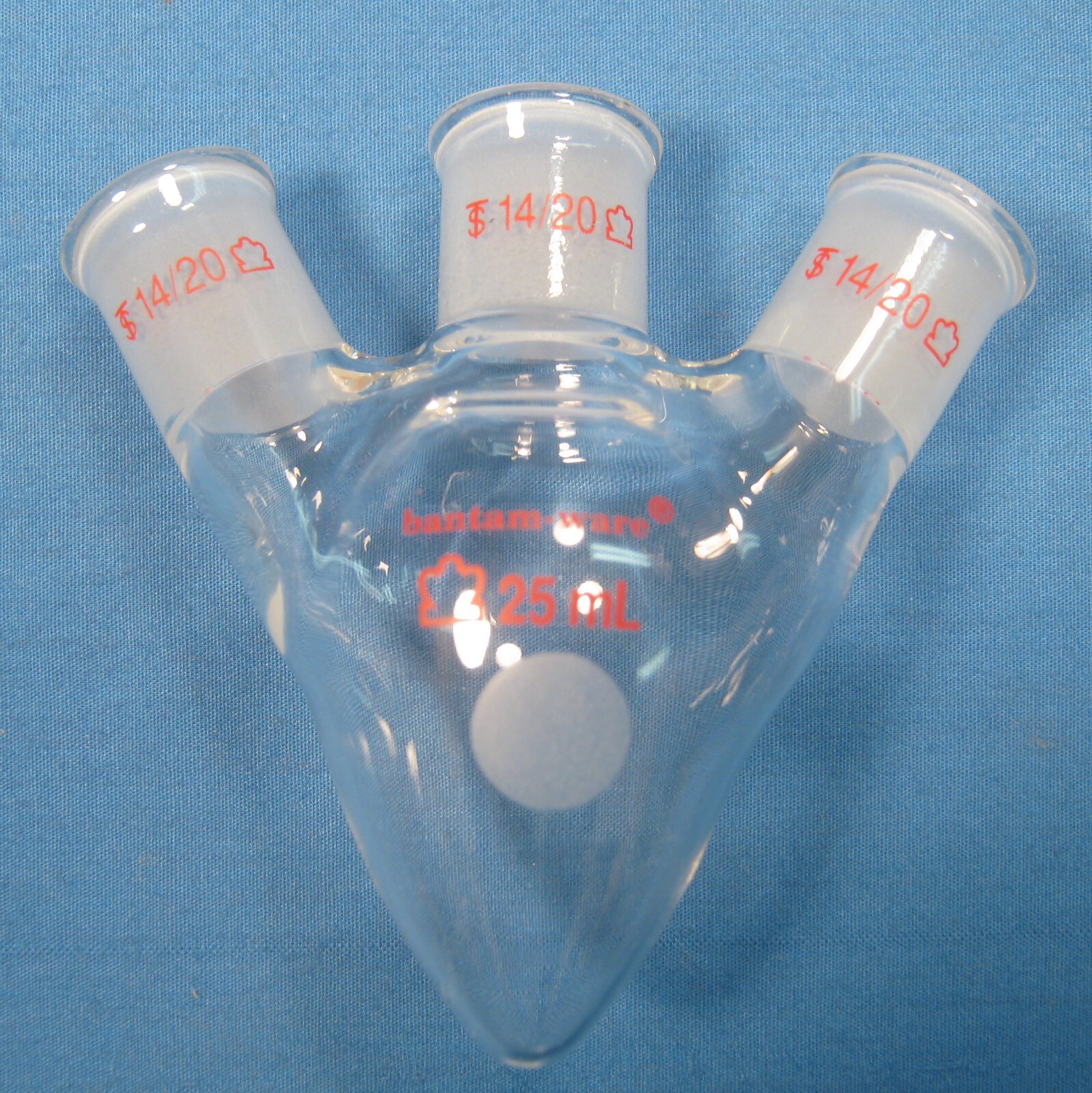 KONTES 25 ML PEAR SHAPED 3-NECK FLASK ALL 14/20 FREE SHIPPING 1