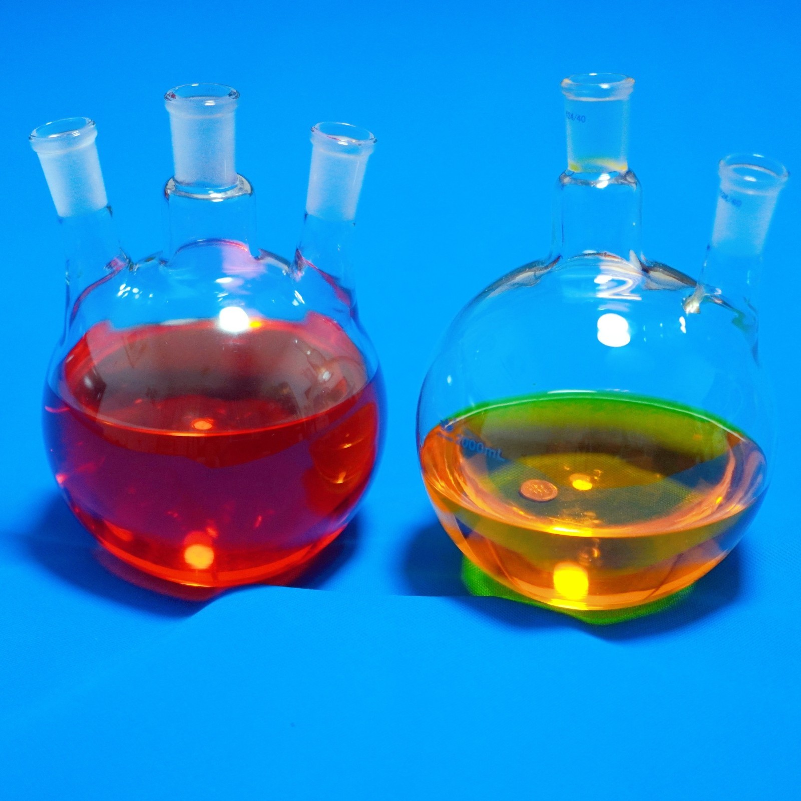 Lab glass round bottom flask boil flask 3-neck 24/40 joints 1000 ml