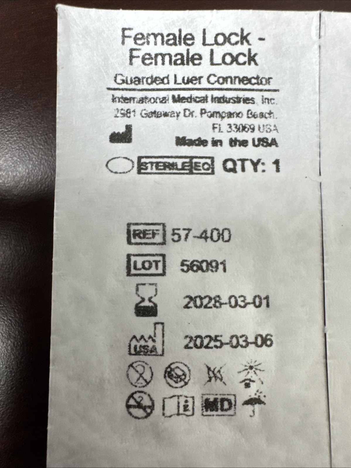 Female Luer Lock To Female Luer Lock, Guarded Luer Connectors, Sterile, 50/Box.