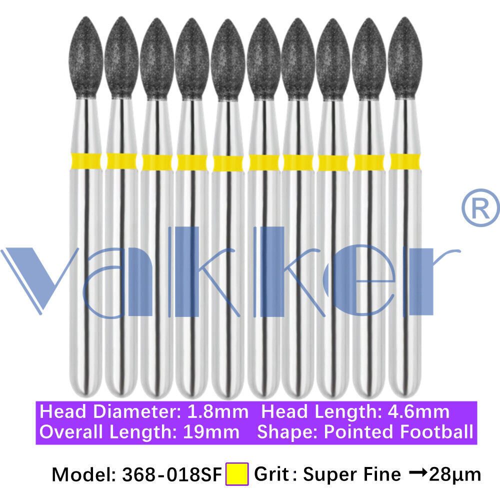 10pc Vakker Dental FG Football Egg Shape Diamond Burs for High Speed Handpiece