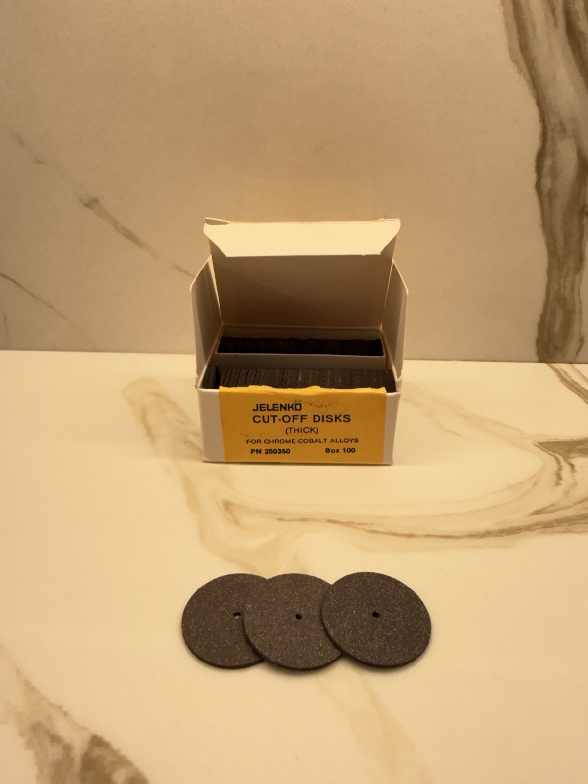 CUT-OFF DISKS THICK FOR CHROME COBALT ALLOYS. BOX 100 JELENKO