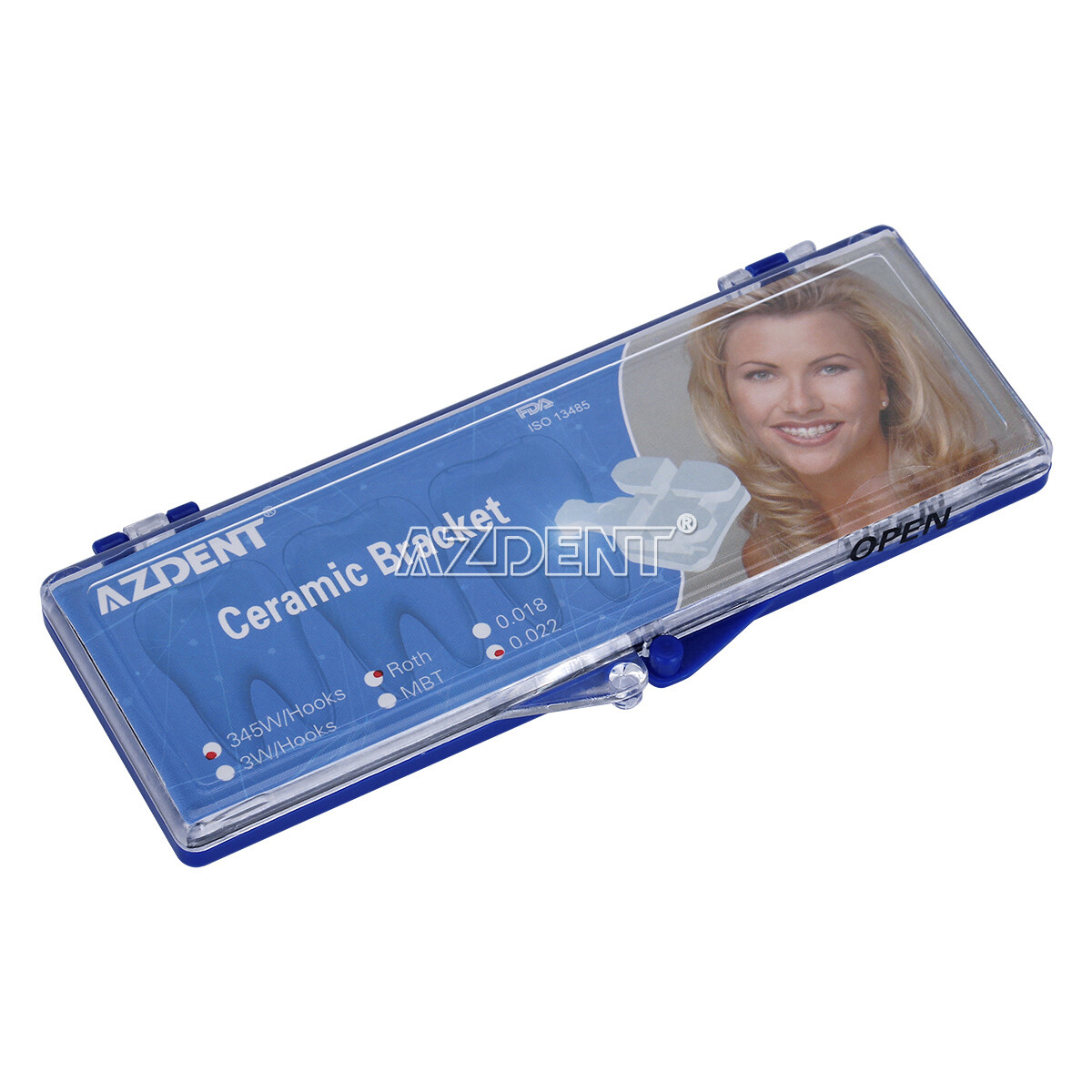 AZDENT Dental Orthodontic Ceramic Brackets Braces Roth MBT 022 /018 Hooks 345