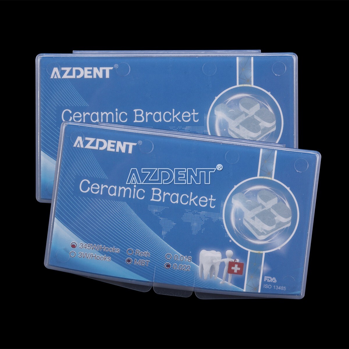 AZDENT Dental Ceramic Brackets Orthodontic Braces Roth.022 345 Hooks 20pcs /kit