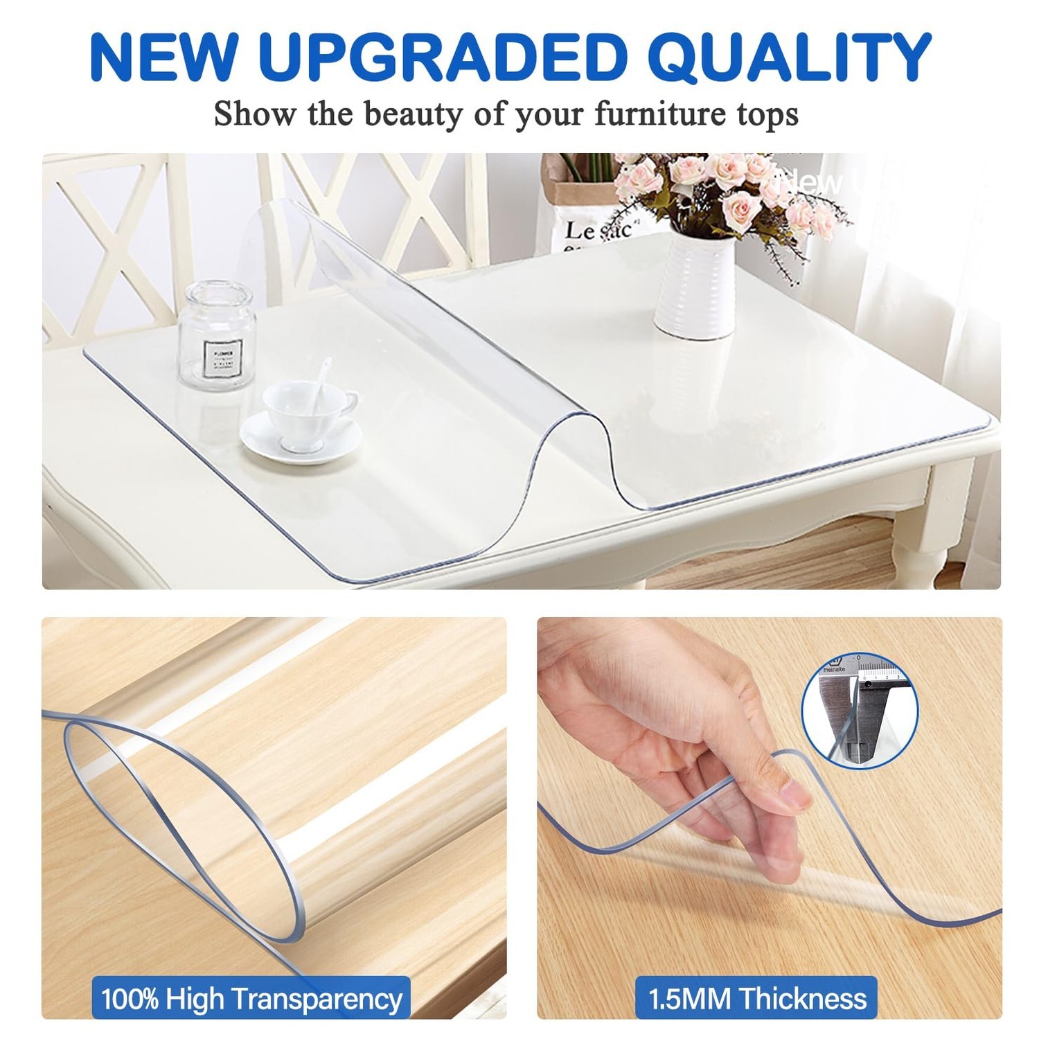 Upgraded Clear Table Protector Plastic Table Cloths Office Desk Protector Mat…