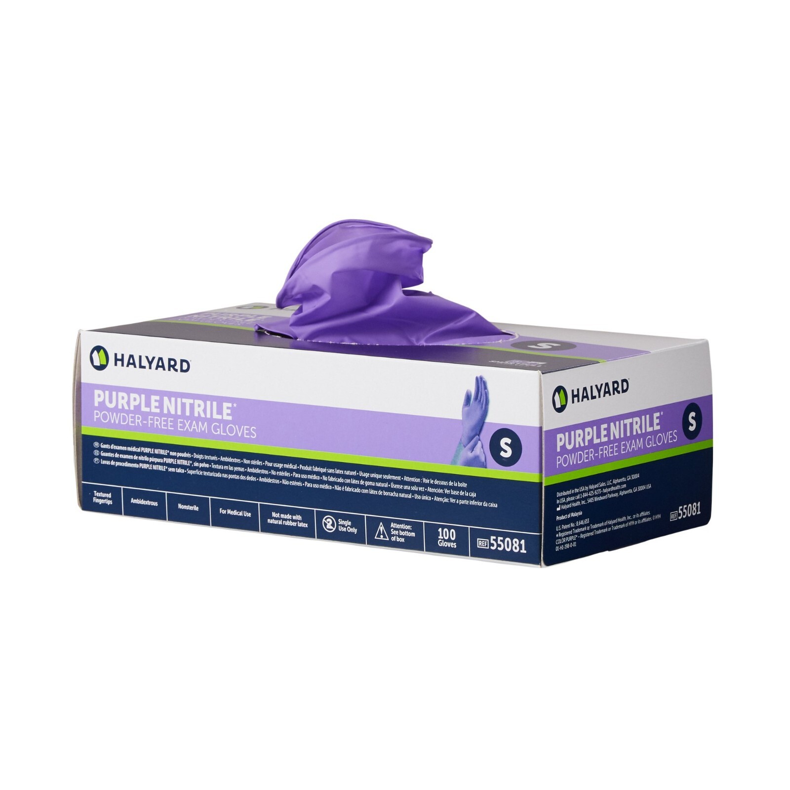 *1,000-Pieces* Halyard Purple Powder-Free Nitrile Exam Gloves Small 55081