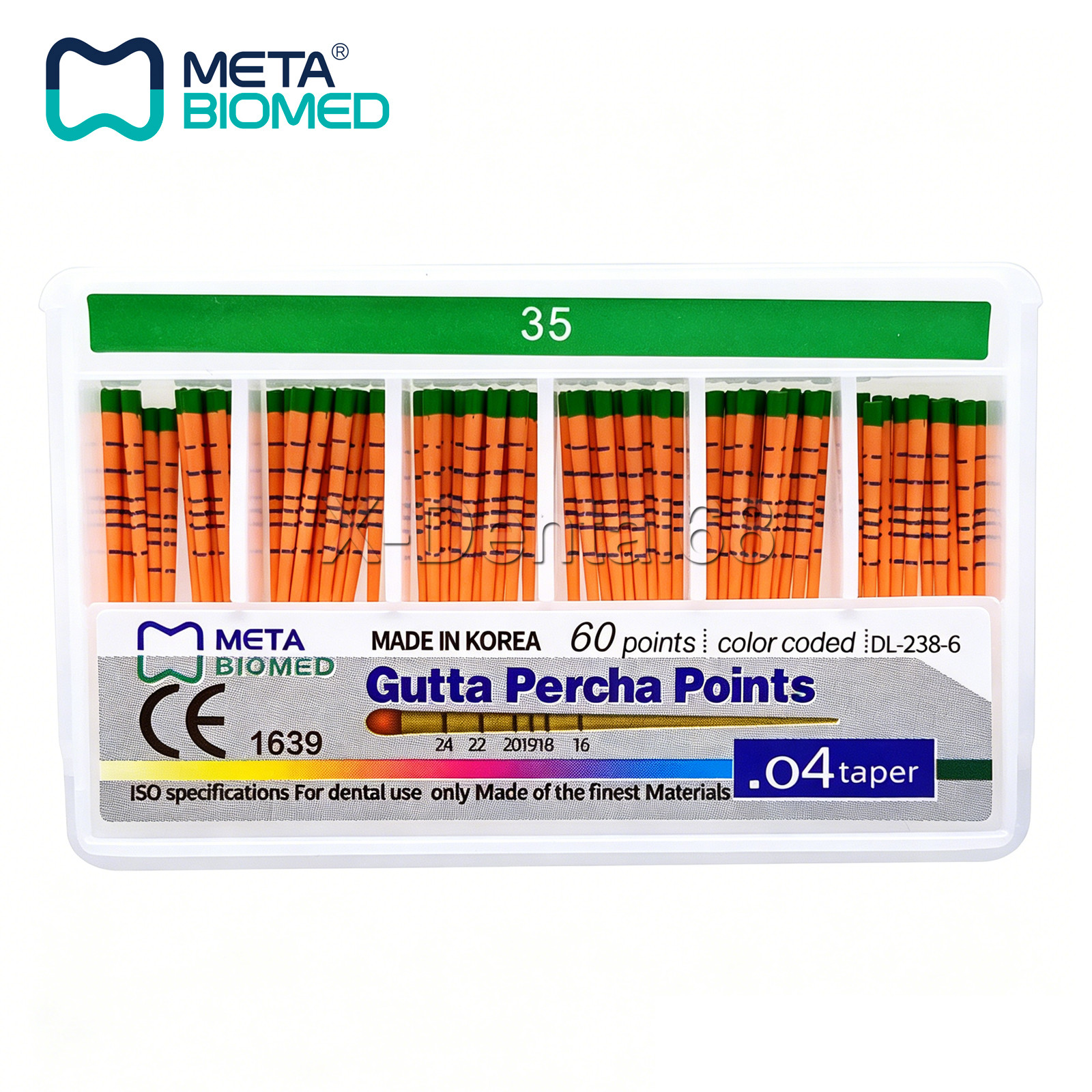 GUTTA PERCHA POINTS Taper 0.4 or 0.6, or Standart Taper, All Sizes Dental Meta