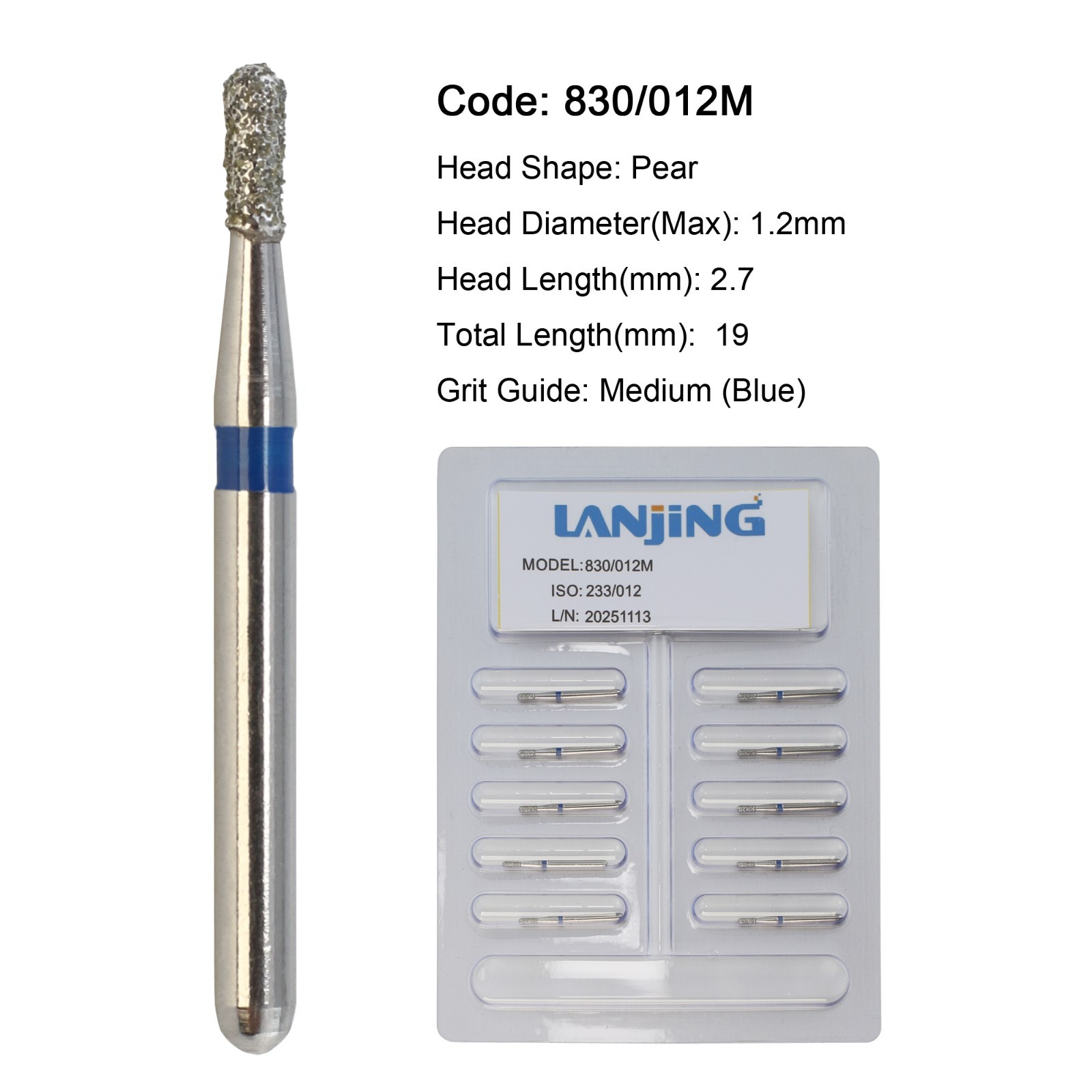 WAVE Dental Carbide Burs Diamond Bur FG Pear 330 High Speed 830/010 830/008 330