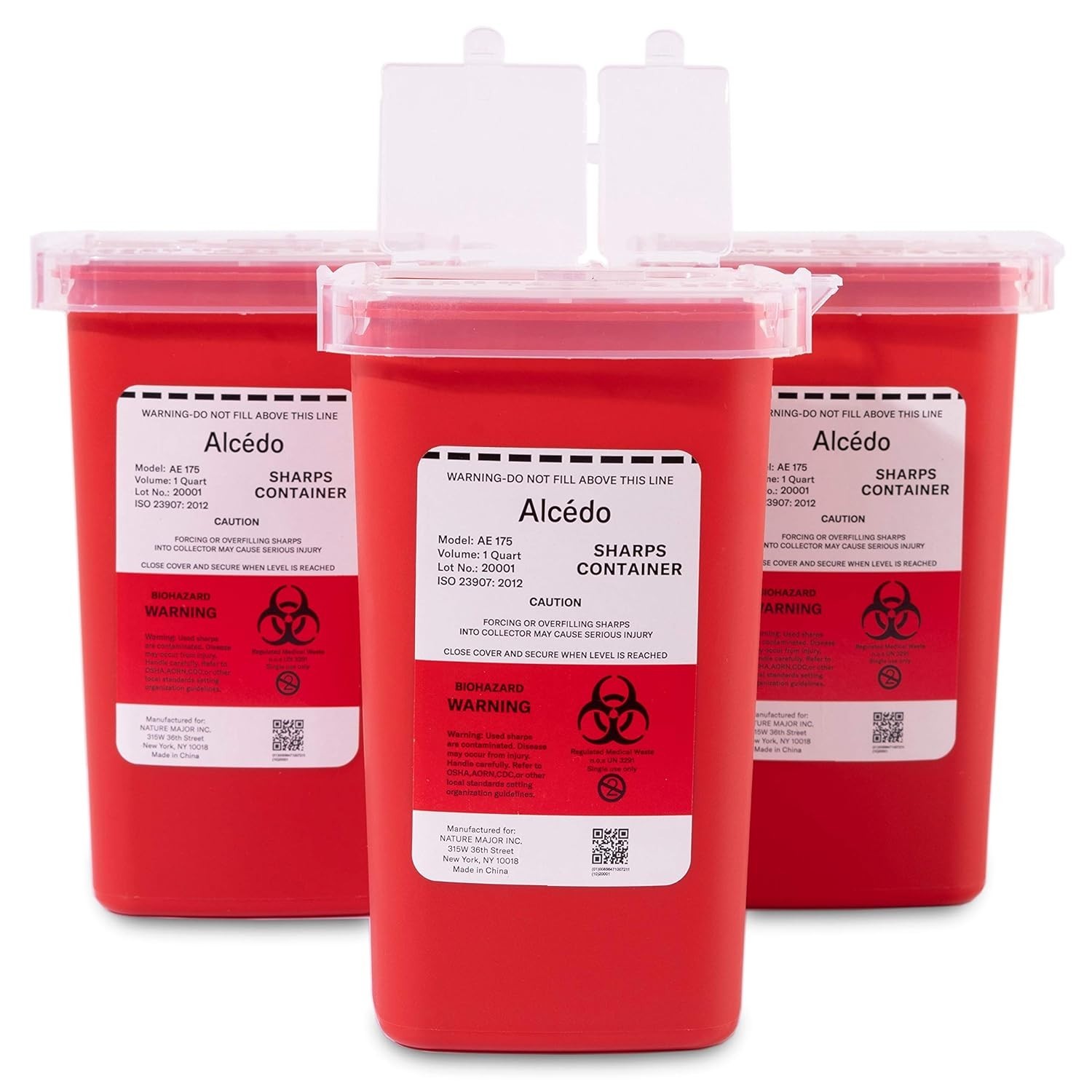 Portable 1 Quart Sharps Container Set for Home & Professional Use – 3 Count
