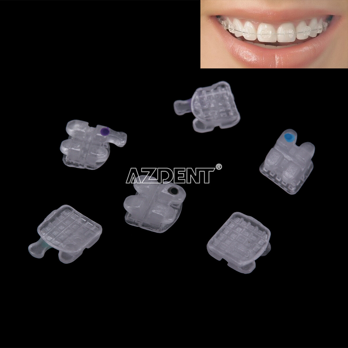 AZDENT Dental Orthodontic Ceramic Brackets Braces Roth/MBT 018/022 Hooks 345