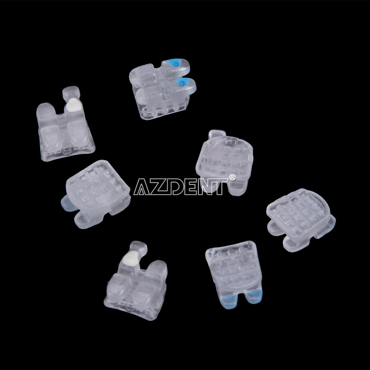 AZDENT Dental Orthodontic Ceramic Brackets 5*5 Roth MBT 022 Hooks 345 20Pcs/pack