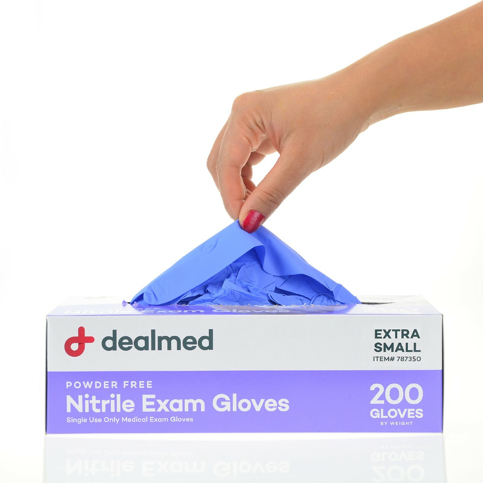 Dealmed 787350 Extra Small Nitrile Exam Gloves Powder-Free 200 Count Single Use