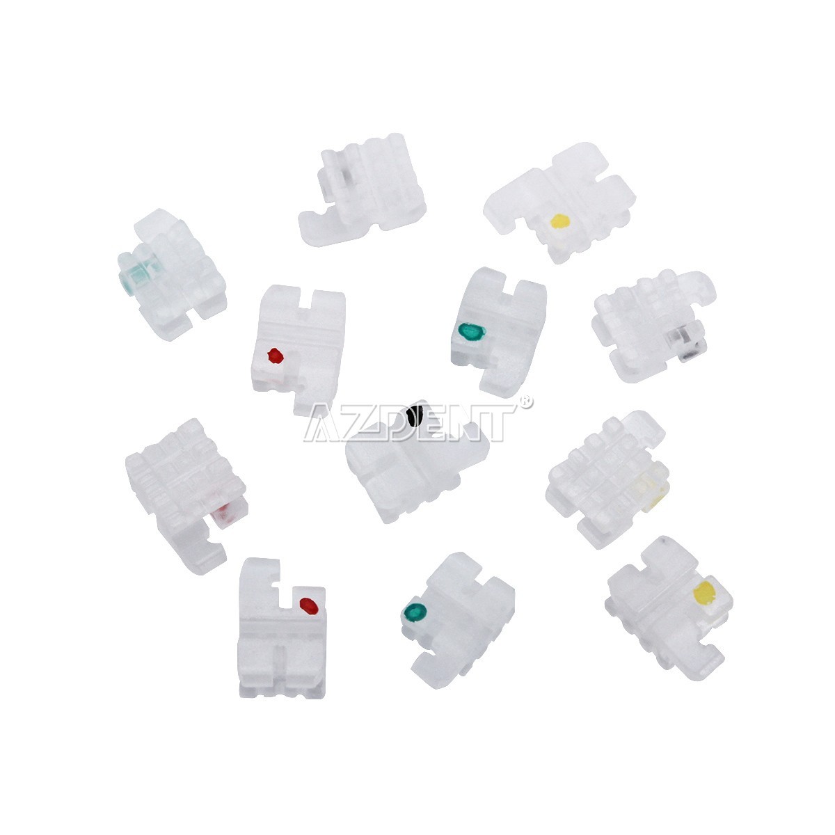 400pcs AZDENT Dental Ortho Ceramic Brace Brackets 5*5 Roth/MBT .022 345 Hooks
