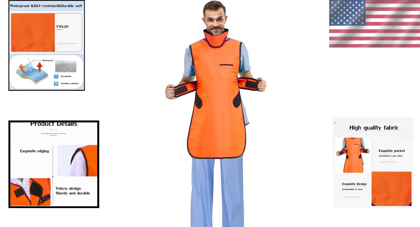 Durable Lead Rubber X-Ray Apron with Thyroid Shield for Dental and Clinic Use