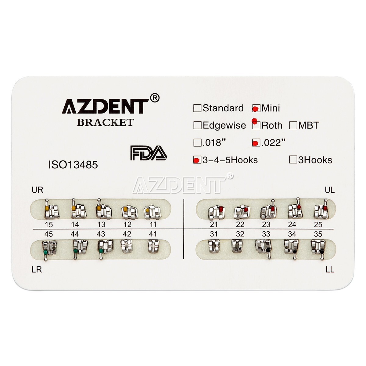 10 Packs Dental Orthodontic Metal Brackets Braces Roth.022 Hooks 3-4-5 AZDENT