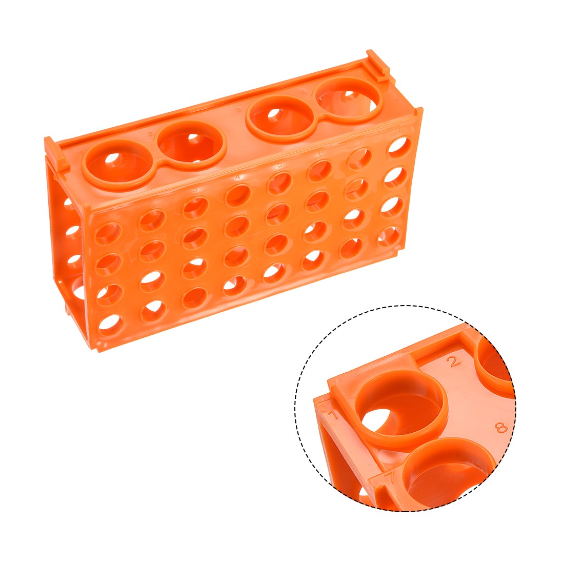 4 Way Tube Rack Polypropylene 80-Well Orange for 0.5ml 1.8ml, 10ml, 15ml, 50ml