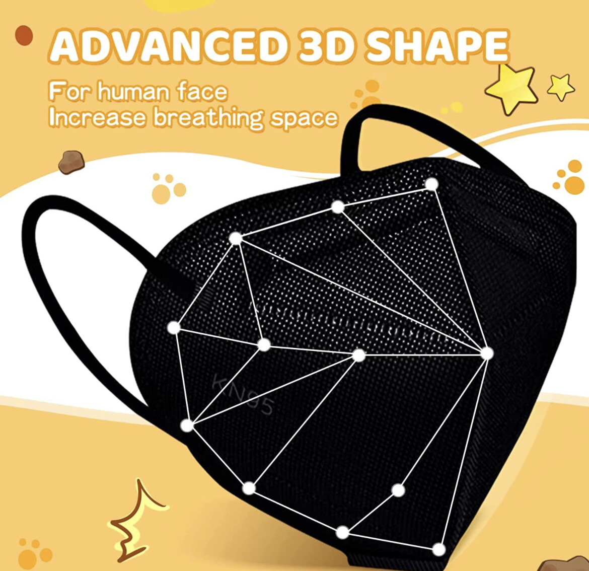 50/100Pcs Black KN95 Protective 5 Layer Disposable Face Mask BFE95% For Big Kids
