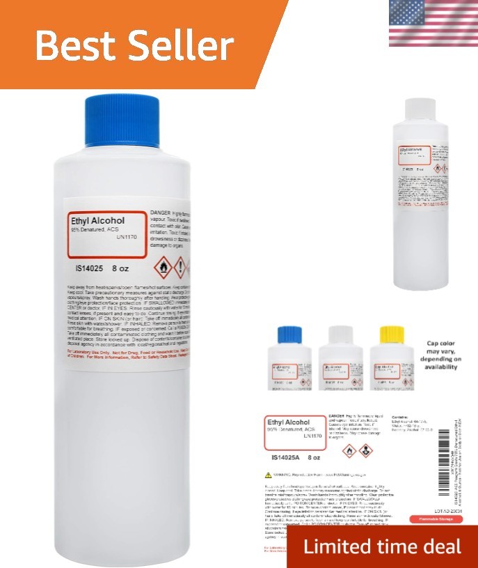 8 Ounce Bottle of 95% ACS Reagent Grade Denatured Ethanol – Safe for Labs