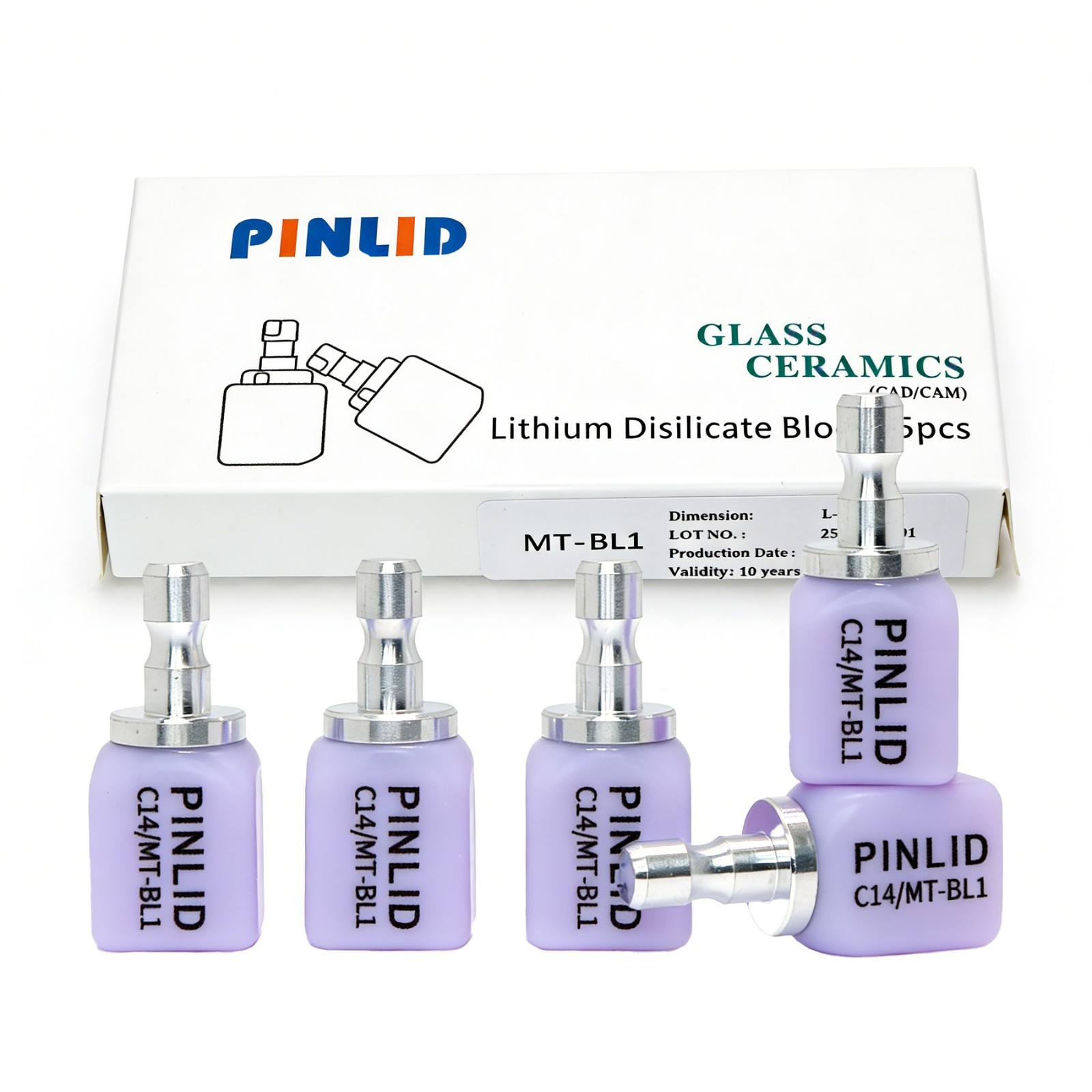 US MT C14 Lithium Disilicate Block Dental CAD/CAM Glass Ceramic 5Pc/Pk For CEREC