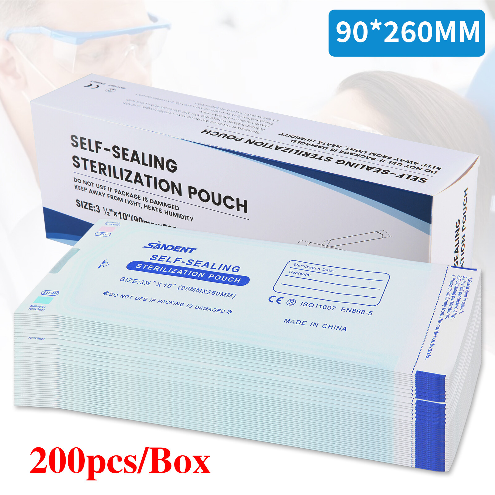 Self Sterilization Pouches Autoclave Sterilizer Bags Dental Medical Tattoo Nail