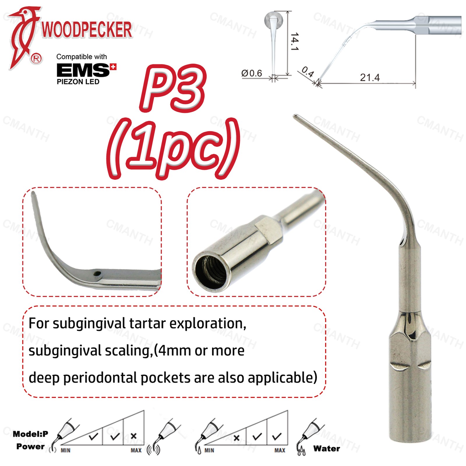 Woodpecker Dental Ultrasonic Scaler Tips Periodontics Tip Fit EMS USD Handpiece