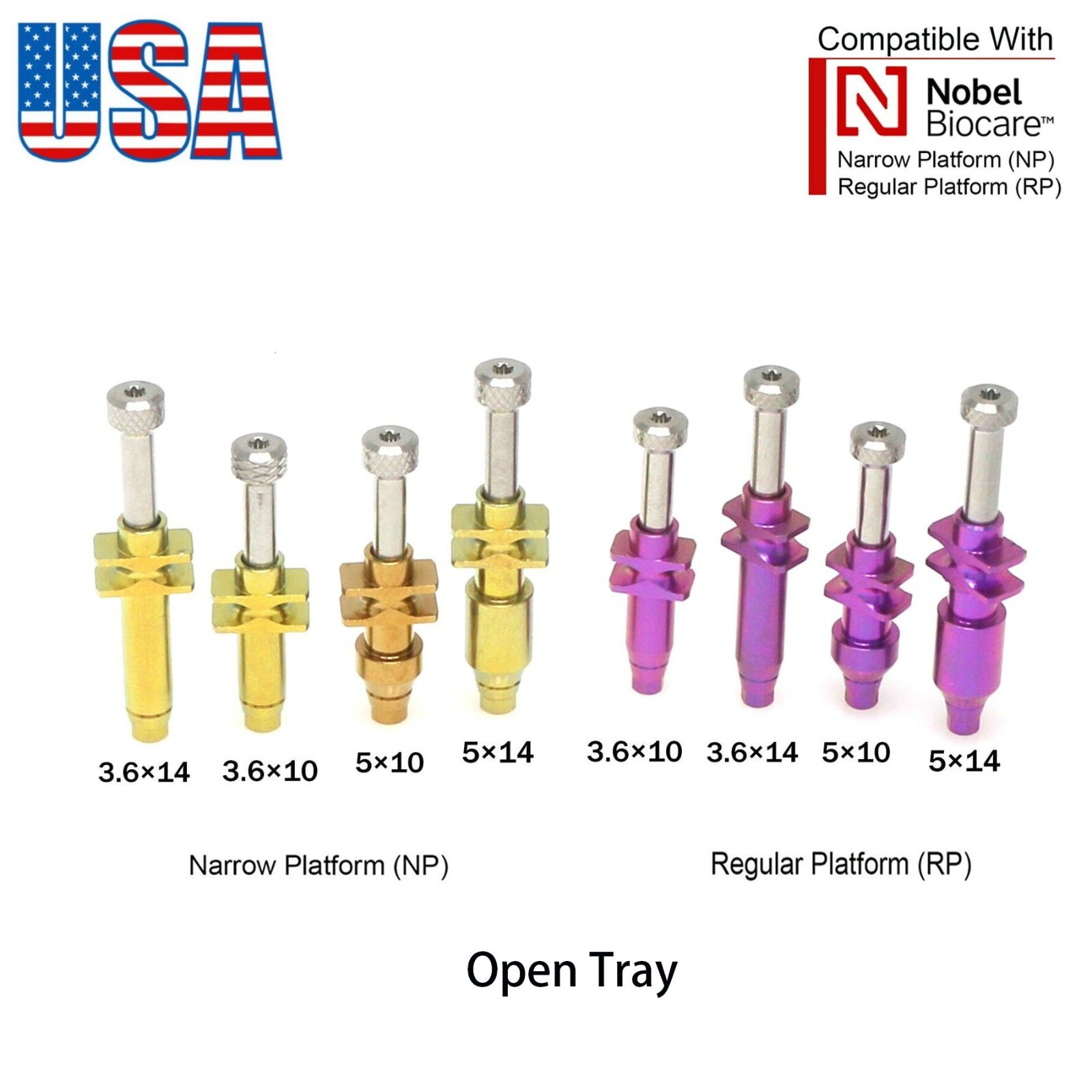 US Dental Nobel Conical Connection Impression Coping Open Tray NP/RP Ø3.6/5.0mm