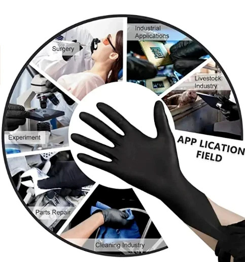 6 Mil Black Nitrile Gloves Disposable Heavy Duty Powder Free Latex Free S-2XL