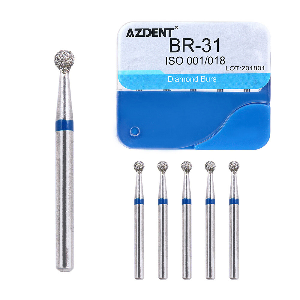 100Pcs Dental Diamond Burs for High Speed Handpiece Medium Friction Grip 20Types