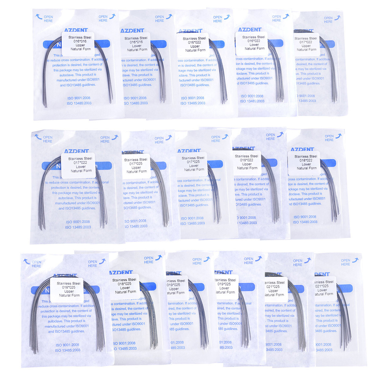 10Pcs/pack AZDENT Dental Ortho Arch Wires Stainless Steel Natural Rectangular
