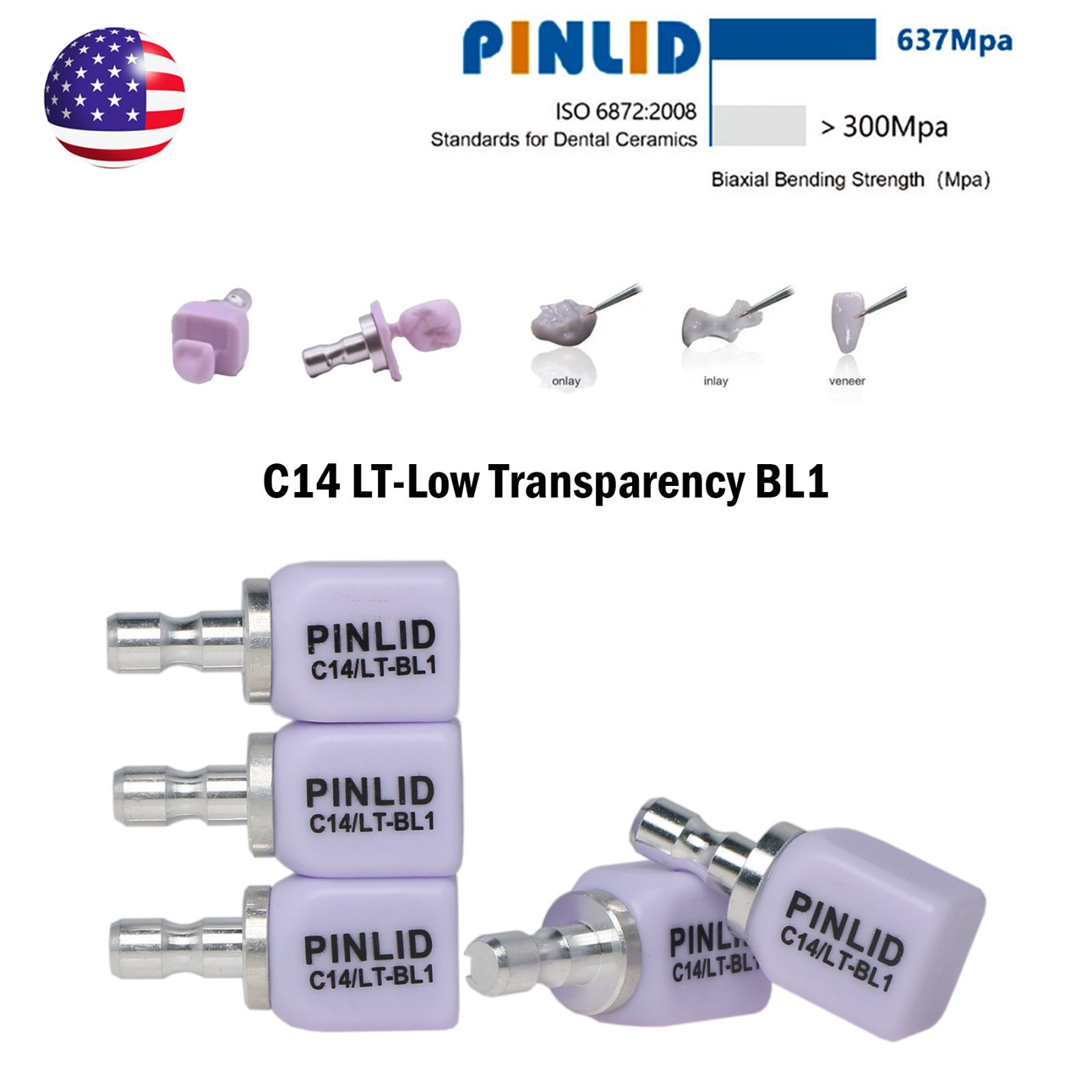 C14 Dental Emax Ceramic Blocks Lithium Disilicate CAD/CAM CEREC Block 5Pcs/box