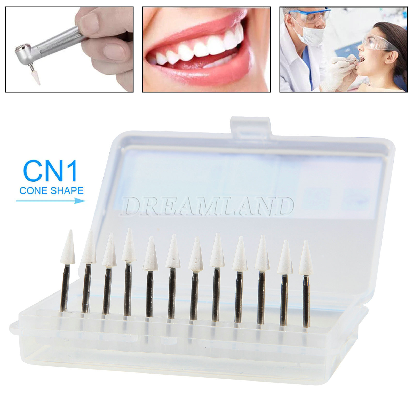 12Pcs Dental Green Stone Polishing FG Burs Kit Aluminum Oxide For High Speed