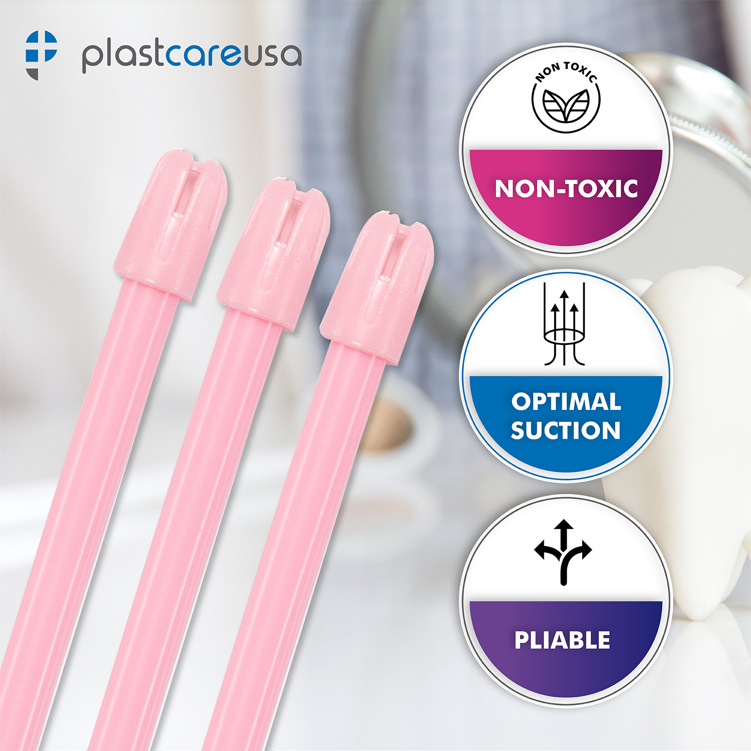 100 (1 Bag) Pink Dental Saliva Ejectors Ejector Disposable Suction Tips