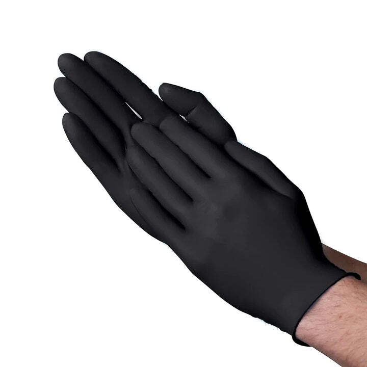 VGuard Black Nitrile Disposable Gloves Powder Latex Free 5 & 7 Mil 100 Count Box