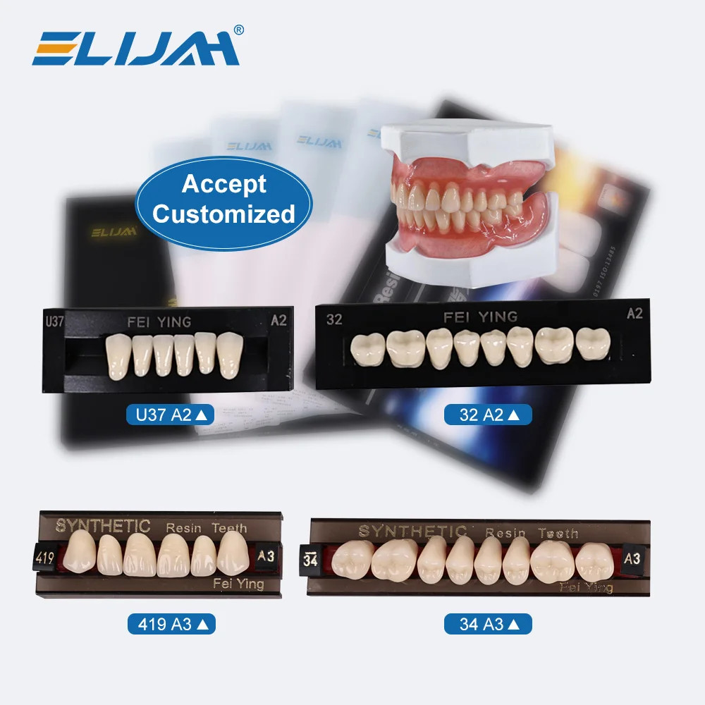 Dental Acrylic Resin Denture Teeth Upper Lower Full Set Shade Anterior Posterior