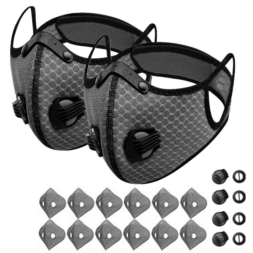 2 Pack Pollution Reusable Facepiece Half Face Shield Respirator Mask W/ Filter