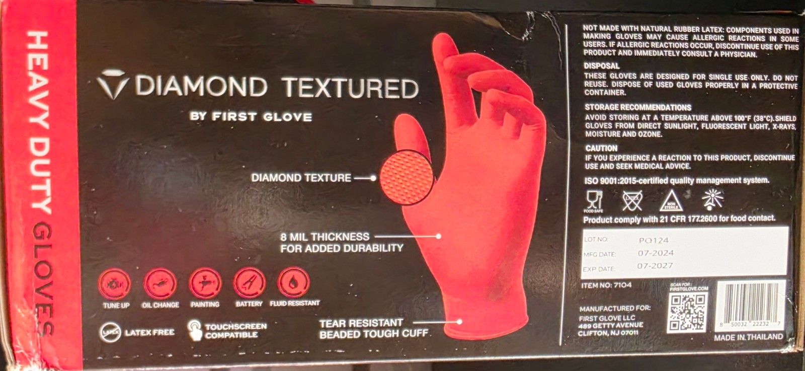 First Glove Grip 8 Mil Orange Nitrile Diamond textured Gloves SIZE XL
